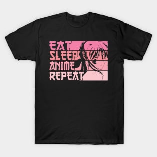 Eat Sleep Anime Repeat Kawaii Japan Otaku Girls Teenage T-Shirt